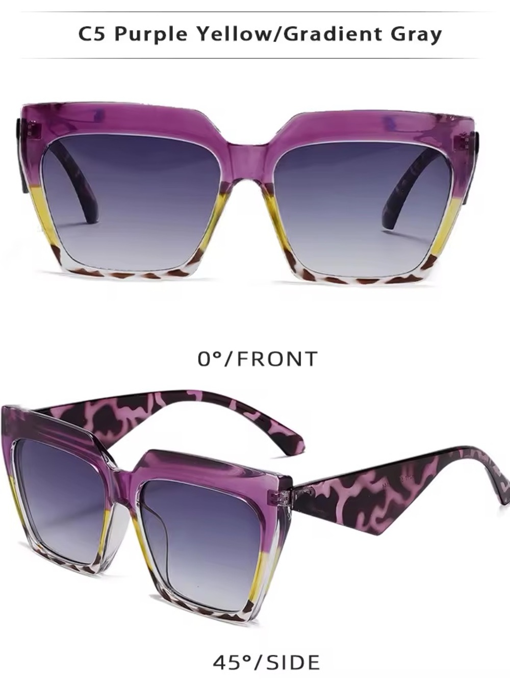 Purple Gradient Leopard-Arm Sunglasses - Picture 4 of 10